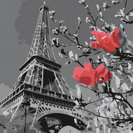  Париж в цвету Раскраска картина по номерам на холсте KHM0038