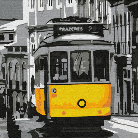  Старинный трамвай Раскраска картина по номерам на холсте KHM0060