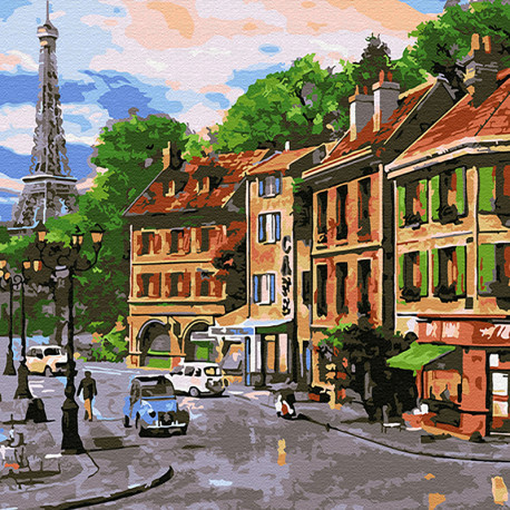  Улочки Парижа Раскраска картина по номерам на холсте KH0705