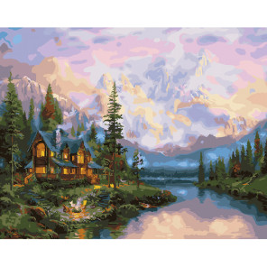  Дом на реке Раскраска картина по номерам на холсте KH0636