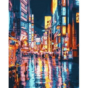 Ночной Токио Раскраска картина по номерам на холсте