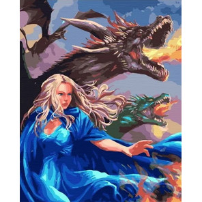 Сложность и количество цветов Девушка и драконы Раскраска картина по номерам на холсте MCA913