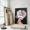 Пример в интерьере Девушка. Цветок на голове - роза Раскраска картина по номерам на холсте AAAA-RS025