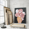Пример в интерьере Девушка с цветком на голове. Розовые пионы Раскраска картина по номерам на холсте AAAA-RS028