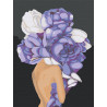  Девушка с цветком на голове. Сиреневые пионы Раскраска картина по номерам на холсте AAAA-RS030-75x100