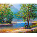 Река в лесу Раскраска картина по номерам на холсте