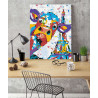 Пример в интерьере Веселый бычок в Париже Раскраска картина по номерам на холсте с неоновыми красками AAAA-RS026-75x100