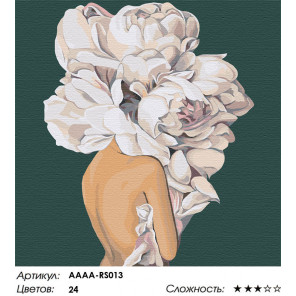 Сложность и количество цветов Девушка с цветком на голове на зеленом фоне Раскраска картина по номерам на холсте AAAA-RS013-100