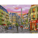Парижская улица Картина по номерам с цветной схемой на холсте