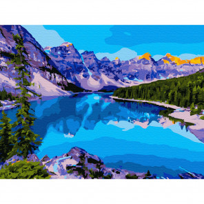 Внешний вид коробки упаковки Озеро в Канаде Картина по номерам с цветной схемой на холсте KK0604