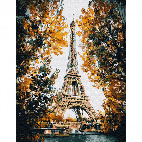  Париж. Эйфелева башня Картина по номерам с цветной схемой на холсте KK0609