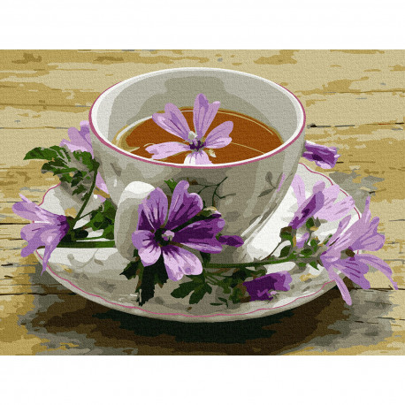  Цветочный чай Картина по номерам с цветной схемой на холсте KK0666