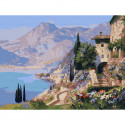 Италия. Озеро Комо Картина по номерам с цветной схемой на холсте