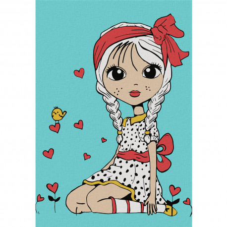  Девочка с косичками Раскраска по номерам на холсте KHM0030