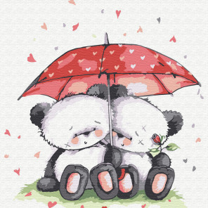  Медвежата под зонтом Раскраска по номерам на холсте KH0443