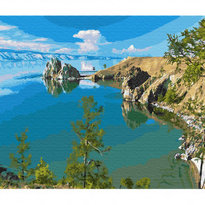 Внешний вид коробки Озеро Байкал Раскраска по номерам на холсте Molly KH0819
