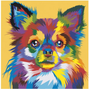 Разноцветная собачка 80х80 Раскраска картина по номерам на холсте