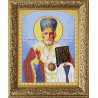 Пример оформления в рамку Святой Николай Чудотворец Набор для вышивки бисером Каролинка КБИН(Ч) 3025