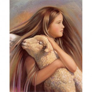 Девочка с овечкой Алмазная вышивка (мозаика) Гранни