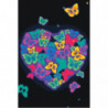 Сердце из неоновых бабочек Раскраска картина по номерам на холсте