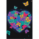 Сердце из неоновых бабочек 80х120 Раскраска картина по номерам на холсте