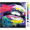 Губы яркими неоновыми красками 100х100 Раскраска картина по номерам на холсте