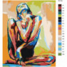 Разноцветная сидящая девушка Раскраска картина по номерам на холсте