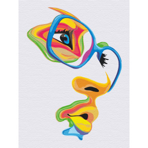 Пример в интерьере Девушка. Яркий взгляд Раскраска картина по номерам на холсте с неоновыми красками AAAA-RS012-75x100