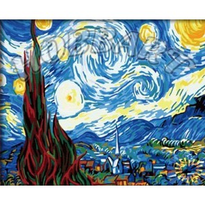 Звездная ночь (репродукция Ван Гога) Раскраска по номерам акриловыми красками на холсте Hobbart