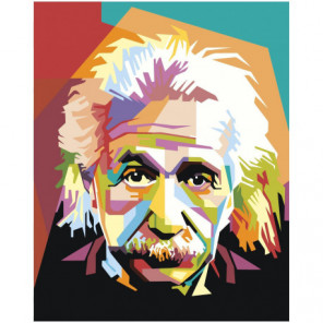 Радужный Альберт Эйнштейн 80х100 Раскраска картина по номерам на холсте