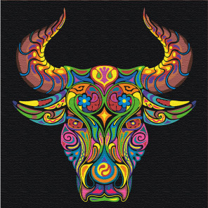  Восточный бык благополучия Раскраска картина по номерам на холсте с неоновыми красками AAAA-RS064-80x80