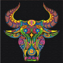 Восточный бык благополучия Раскраска картина по номерам на холсте с неоновыми красками