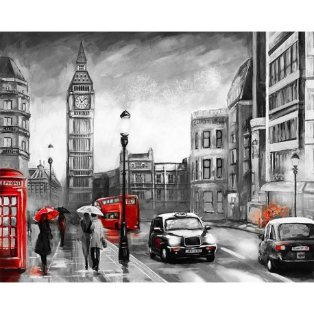  Лондон под дождем Раскраска картина по номерам на холсте MG2161