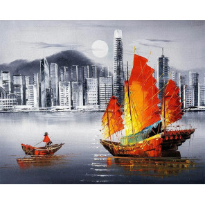  Ночной Гонконг Раскраска картина по номерам на холсте MG2164
