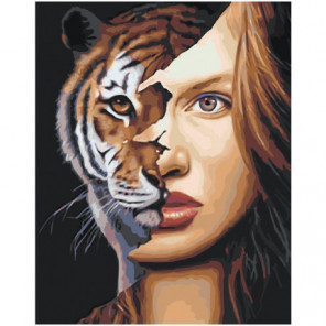 Девушка тигрица Раскраска картина по номерам на холсте