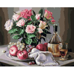  Натюрморт с яблоками и виноградом Раскраска картина по номерам на холсте PK79034