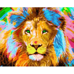  Цветной лев Раскраска картина по номерам на холсте МСА264
