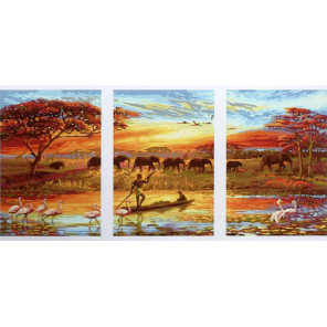  Африка Триптих Раскраска картина по номерам на холсте РX5166