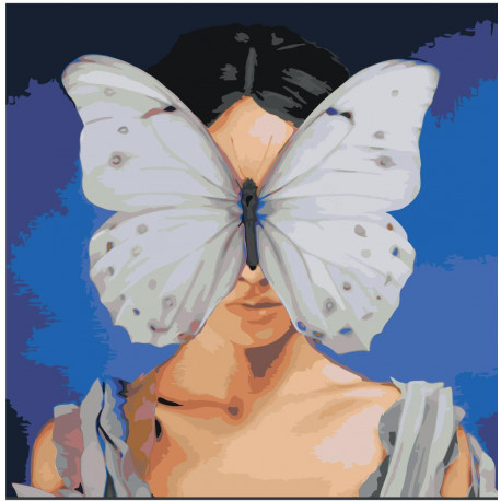 Девочка и бабочка на лице Раскраска картина по номерам на холсте