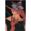 Женщина в полупрозрачной шляпе 80х120 Раскраска картина по номерам на холсте