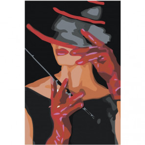 Женщина в полупрозрачной шляпе 100х150 Раскраска картина по номерам на холсте