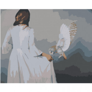 Сова и девушка 100х125 Раскраска картина по номерам на холсте
