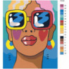 Девушка в разноцветных очках Раскраска картина по номерам на холсте