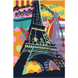 Красочная Эйфелева башня Париж 80х120 Раскраска картина по номерам на холсте