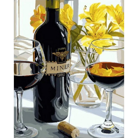  Вино и лилии Раскраска картина по номерам на холсте МСА465
