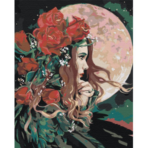 Девушка и луна Раскраска картина по номерам на холсте AAAA-RS034-80x100