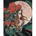 Девушка и луна Раскраска картина по номерам на холсте