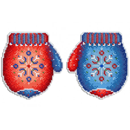 Зимние узоры и техника вышивания на варежках
