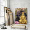 Пример в интерьере Золотой будда Раскраска картина по номерам на холсте с металлическими красками AAAA-RS057-80x100