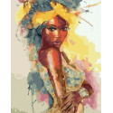 Портрет африканки акварелью Раскраска картина по номерам на холсте